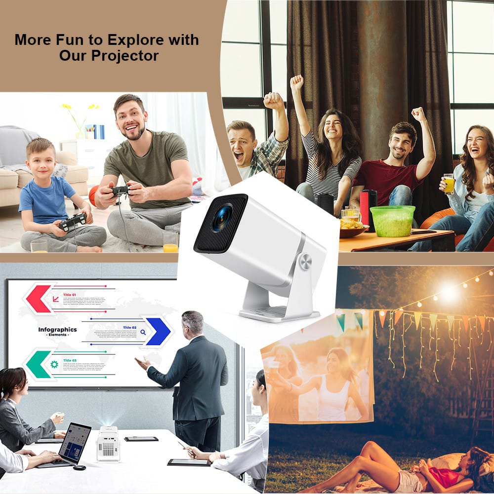 Proyector ThundeaL TD80W 4K Full HD Android WiFi 3D, para cine en casa, reuniones, video y películas.