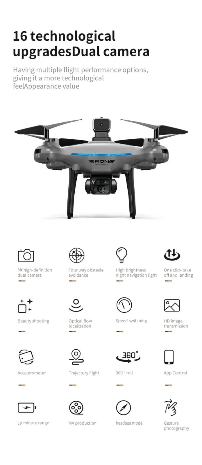 Dron Xiaomi KY102 8K HD Profesional con cámara dual, fotografía aérea, evitación de obstáculos, flujo óptico, dron RC de cuatro ejes